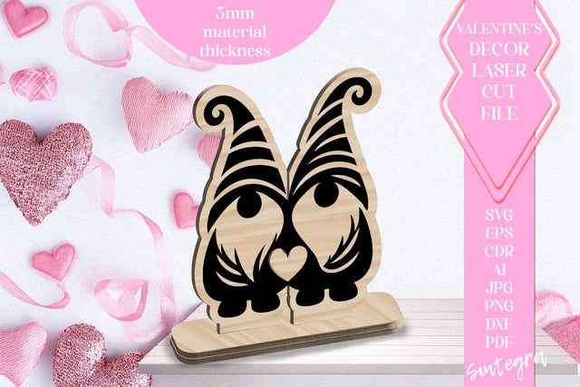 Gnome Love Valentine Ornament Laser Cut SVG v8 SVG Sintegra 