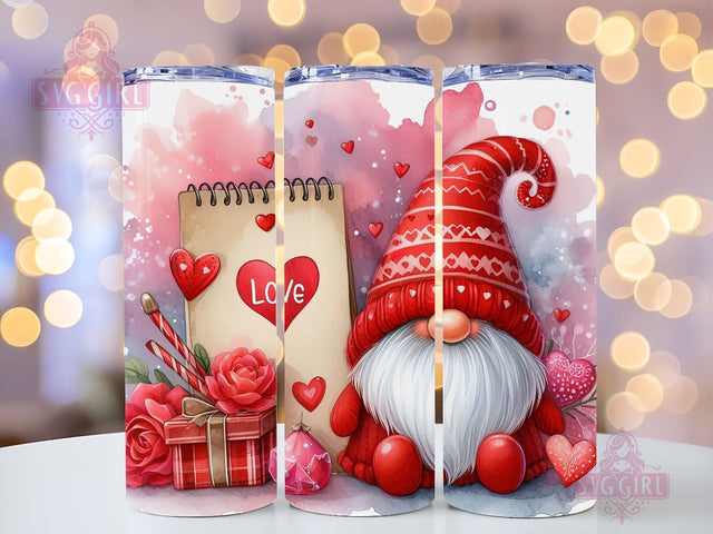 Gnome Love Valentine Tumbler Wrap, Gnome Love Valentine 20 oz Skinny Sublimation Design, Valentines Day Wrap PNG File Sublimation SvggirlplusArt 