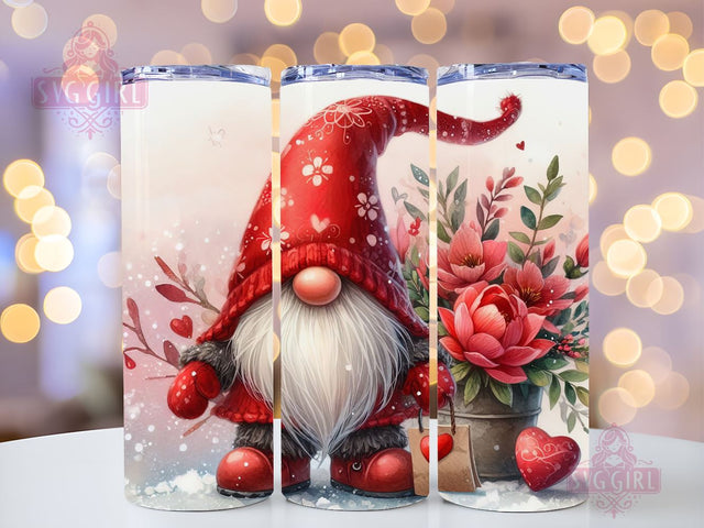 Gnome Love Valentine Tumbler Wrap, Gnome Love Valentine 20 oz Skinny Sublimation Design, Valentines Day Wrap PNG File Sublimation SvggirlplusArt 