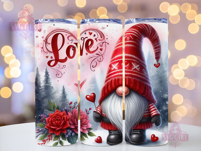 Gnome Love Valentine Tumbler Wrap, Gnome Love Valentine 20 oz Skinny Sublimation Design, Valentines Day Wrap PNG File Sublimation SvggirlplusArt 