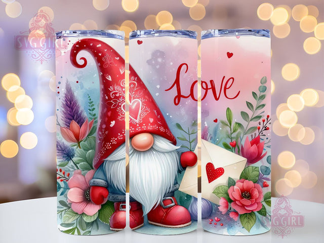 Gnome Love Valentine Tumbler Wrap, Gnome Love Valentine 20 oz Skinny Sublimation Design, Valentines Day Wrap PNG File Sublimation SvggirlplusArt 