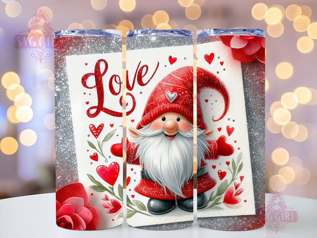Gnome Love Valentine Tumbler Wrap, Gnome Love Valentine 20 oz Skinny Sublimation Design, Valentines Day Wrap PNG File Sublimation SvggirlplusArt 