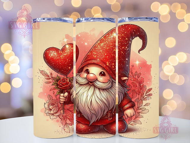 Gnome Love Valentine Tumbler Wrap, Gnome Sublimation Designs, Gnome Valentine 20 oz Skinny Sublimation Design, Valentines Day Wrap PNG File Sublimation SvggirlplusArt 