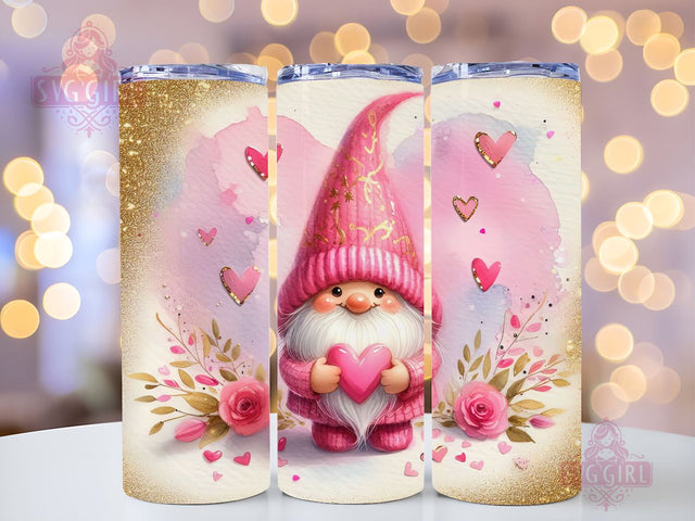 Gnome Love Valentine Tumbler Wrap, Gnome Sublimation Designs, Gnome Valentine 20 oz Skinny Sublimation Design, Valentines Day Wrap PNG File Sublimation SvggirlplusArt 