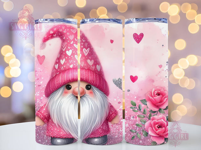 Gnome Love Valentine Tumbler Wrap, Gnome Sublimation Designs, Gnome Valentine 20 oz Skinny Sublimation Design, Valentines Day Wrap PNG File Sublimation SvggirlplusArt 