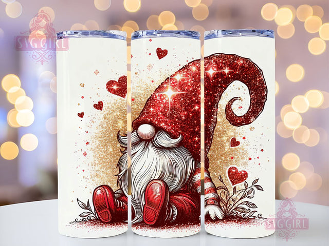 Gnome Love Valentine Tumbler Wrap, Gnome Sublimation Designs, Gnome Valentine 20 oz Skinny Sublimation Design, Valentines Day Wrap PNG File Sublimation SvggirlplusArt 