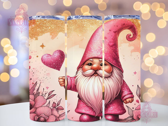 Gnome Love Valentine Tumbler Wrap, Gnome Sublimation Designs, Gnome Valentine 20 oz Skinny Sublimation Design, Valentines Day Wrap PNG File Sublimation SvggirlplusArt 