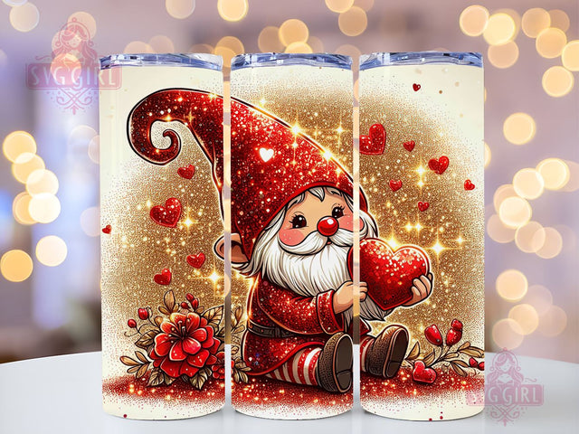 Gnome Love Valentine Tumbler Wrap, Gnome Sublimation Designs, Gnome Valentine 20 oz Skinny Sublimation Design, Valentines Day Wrap PNG File Sublimation SvggirlplusArt 