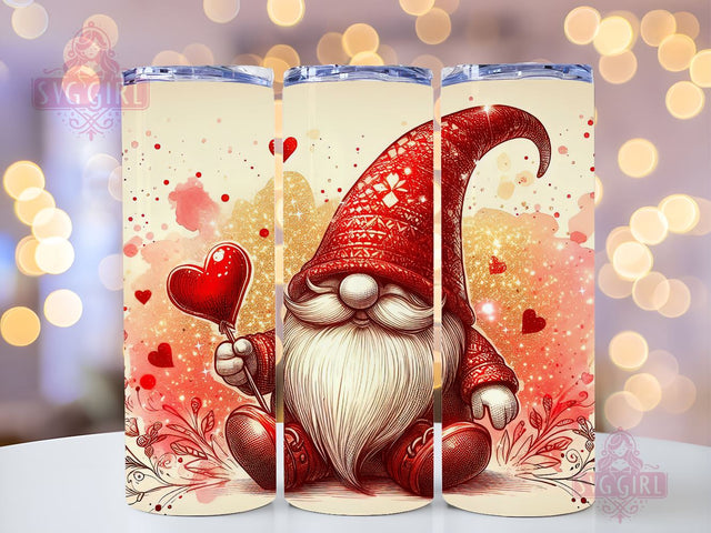 Gnome Love Valentine Tumbler Wrap, Gnome Sublimation Designs, Gnome Valentine 20 oz Skinny Sublimation Design, Valentines Day Wrap PNG File Sublimation SvggirlplusArt 