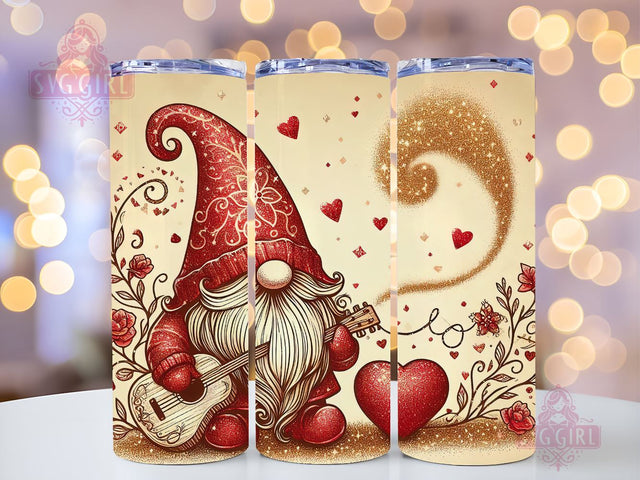 Gnome Love Valentine Tumbler Wrap, Gnome Sublimation Designs, Gnome Valentine 20 oz Skinny Sublimation Design, Valentines Day Wrap PNG File Sublimation SvggirlplusArt 