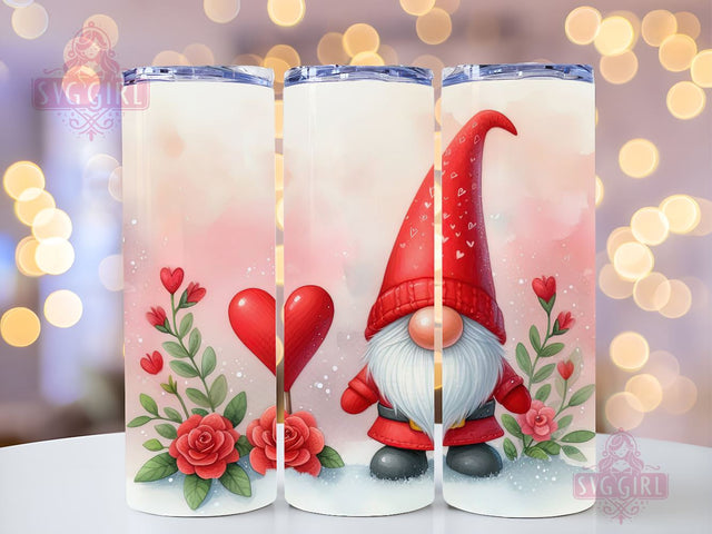 Gnome Love Valentine Tumbler Wrap, Gnome Sublimation Designs, Gnome Valentine 20 oz Skinny Sublimation Design, Valentines Day Wrap PNG File Sublimation SvggirlplusArt 