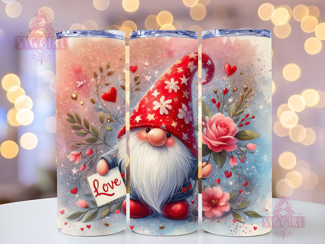 Gnome Love Valentine Tumbler Wrap, Gnome Sublimation Designs, Gnome Valentine 20 oz Skinny Sublimation Design, Valentines Day Wrap PNG File Sublimation SvggirlplusArt 