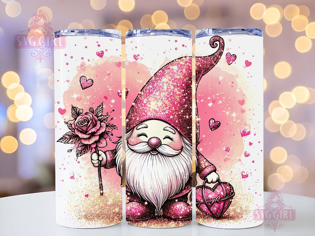 Gnome Love Valentine Tumbler Wrap, Gnome Sublimation Designs, Gnome Valentine 20 oz Skinny Sublimation Design, Valentines Day Wrap PNG File Sublimation SvggirlplusArt 