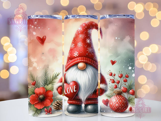 Gnome Love Valentine Tumbler Wrap, Gnome Sublimation Designs, Gnome Valentine 20 oz Skinny Sublimation Design, Valentines Day Wrap PNG File Sublimation SvggirlplusArt 