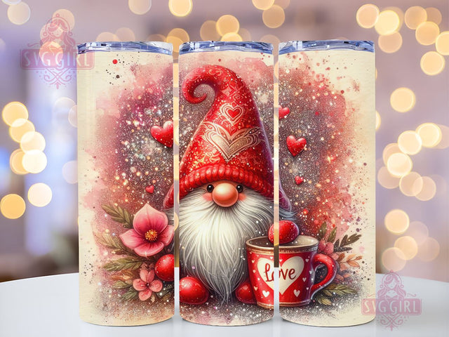 Gnome Love Valentine Tumbler Wrap, Gnome Sublimation Designs, Gnome Valentine 20 oz Skinny Sublimation Design, Valentines Day Wrap PNG File Sublimation SvggirlplusArt 