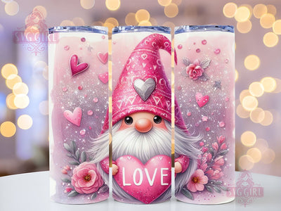 Gnome Love Valentine Tumbler Wrap, Gnome Sublimation Designs, Gnome Valentine 20 oz Skinny Sublimation Design, Valentines Day Wrap PNG File Sublimation SvggirlplusArt 