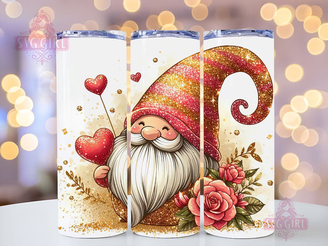 Gnome Love Valentine Tumbler Wrap, Gnome Sublimation Designs, Gnome Valentine 20 oz Skinny Sublimation Design, Valentines Day Wrap PNG File Sublimation SvggirlplusArt 