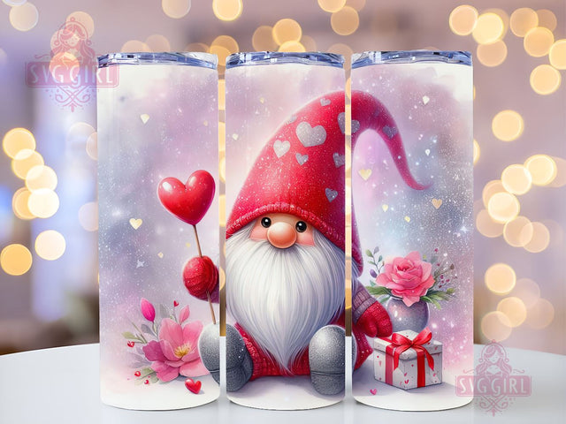 Gnome Love Valentine Tumbler Wrap, Gnome Sublimation Designs, Gnome Valentine 20 oz Skinny Sublimation Design, Valentines Day Wrap PNG File Sublimation SvggirlplusArt 