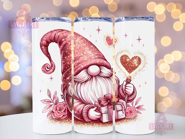 Gnome Love Valentine Tumbler Wrap, Gnome Sublimation Designs, Gnome Valentine 20 oz Skinny Sublimation Design, Valentines Day Wrap PNG File Sublimation SvggirlplusArt 
