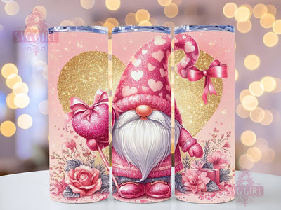 Gnome Love Valentine Tumbler Wrap, Gnome Sublimation Designs, Gnome Valentine 20 oz Skinny Sublimation Design, Valentines Day Wrap PNG File Sublimation SvggirlplusArt 