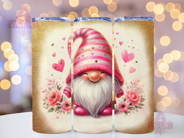 Gnome Love Valentine Tumbler Wrap, Gnome Sublimation Designs, Gnome Valentine 20 oz Skinny Sublimation Design, Valentines Day Wrap PNG File Sublimation SvggirlplusArt 