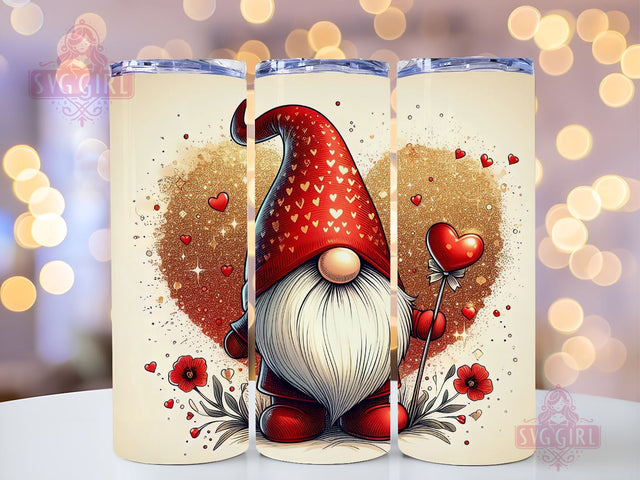 Gnome Love Valentine Tumbler Wrap, Gnome Sublimation Designs, Gnome Valentine 20 oz Skinny Sublimation Design, Valentines Day Wrap PNG File Sublimation SvggirlplusArt 