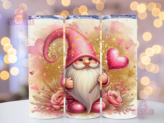 Gnome Love Valentine Tumbler Wrap, Sublimation Template-Sublimate Designs, 20 oz Skinny Sublimation Design, Valentines Day Wrap PNG File Sublimation SvggirlplusArt 
