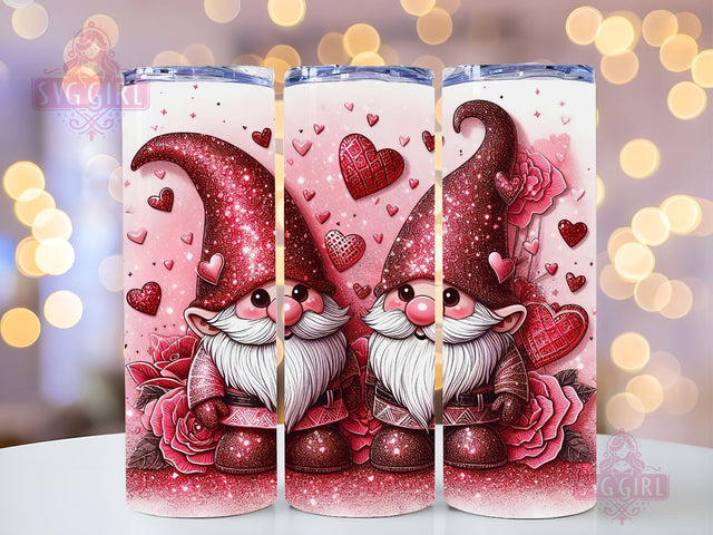 Gnome Love Valentine Tumbler Wrap, Sublimation Template-Sublimate Designs, 20 oz Skinny Sublimation Design, Valentines Day Wrap PNG File Sublimation SvggirlplusArt 