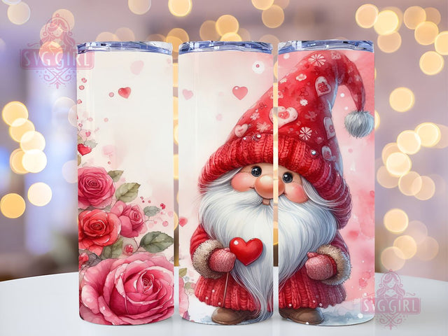 Gnome Love Valentine Tumbler Wrap, Sublimation Template-Sublimate Designs, 20 oz Skinny Sublimation Design, Valentines Day Wrap PNG File Sublimation SvggirlplusArt 