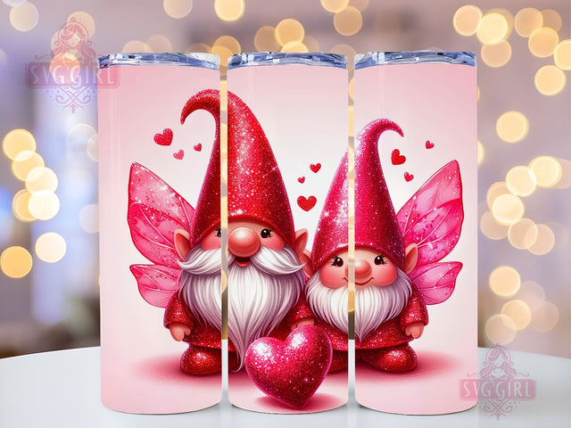 Gnome Love Valentine Tumbler Wrap, Sublimation Template-Sublimate Designs, 20 oz Skinny Sublimation Design, Valentines Day Wrap PNG File Sublimation SvggirlplusArt 