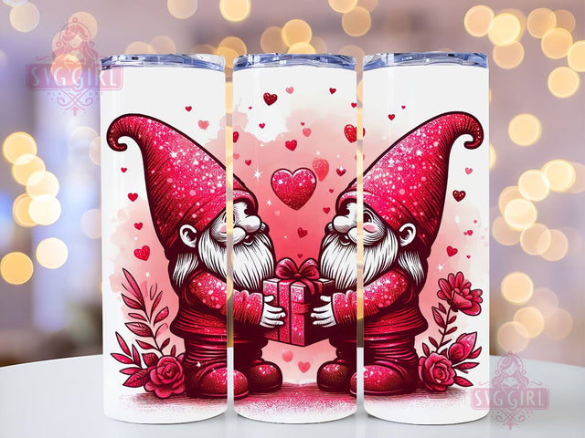 Gnome Love Valentine Tumbler Wrap, Sublimation Template-Sublimate Designs, 20 oz Skinny Sublimation Design, Valentines Day Wrap PNG File Sublimation SvggirlplusArt 
