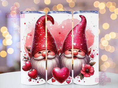 Gnome Love Valentine Tumbler Wrap, Sublimation Template-Sublimate Designs, 20 oz Skinny Sublimation Design, Valentines Day Wrap PNG File Sublimation SvggirlplusArt 