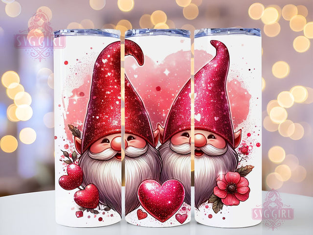 Gnome Love Valentine Tumbler Wrap, Sublimation Template-Sublimate Designs, 20 oz Skinny Sublimation Design, Valentines Day Wrap PNG File Sublimation SvggirlplusArt 