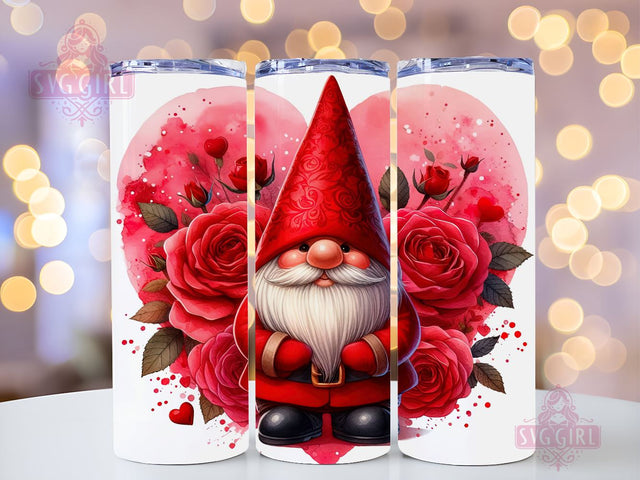 Gnome Love Valentine Tumbler Wrap, Sublimation Template-Sublimate Designs, 20 oz Skinny Sublimation Design, Valentines Day Wrap PNG File Sublimation SvggirlplusArt 