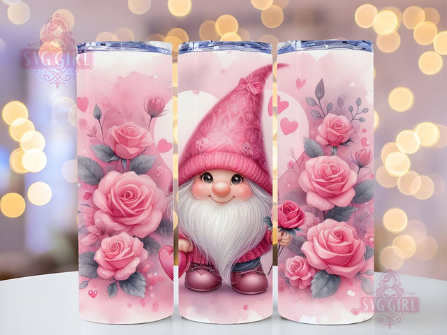 Gnome Love Valentine Tumbler Wrap, Sublimation Template-Sublimate Designs, 20 oz Skinny Sublimation Design, Valentines Day Wrap PNG File Sublimation SvggirlplusArt 