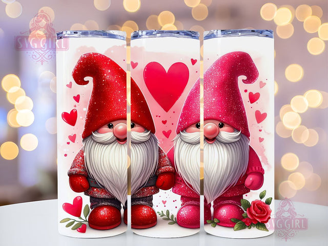 Gnome Love Valentine Tumbler Wrap, Sublimation Template-Sublimate Designs, 20 oz Skinny Sublimation Design, Valentines Day Wrap PNG File Sublimation SvggirlplusArt 
