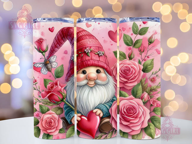 Gnome Love Valentine Tumbler Wrap, Sublimation Template-Sublimate Designs, 20 oz Skinny Sublimation Design, Valentines Day Wrap PNG File Sublimation SvggirlplusArt 