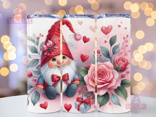 Gnome Love Valentine Tumbler Wrap, Sublimation Template-Sublimate Designs, 20 oz Skinny Sublimation Design, Valentines Day Wrap PNG File Sublimation SvggirlplusArt 