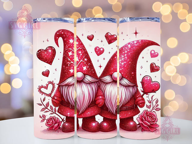 Gnome Love Valentine Tumbler Wrap, Sublimation Template-Sublimate Designs, 20 oz Skinny Sublimation Design, Valentines Day Wrap PNG File Sublimation SvggirlplusArt 