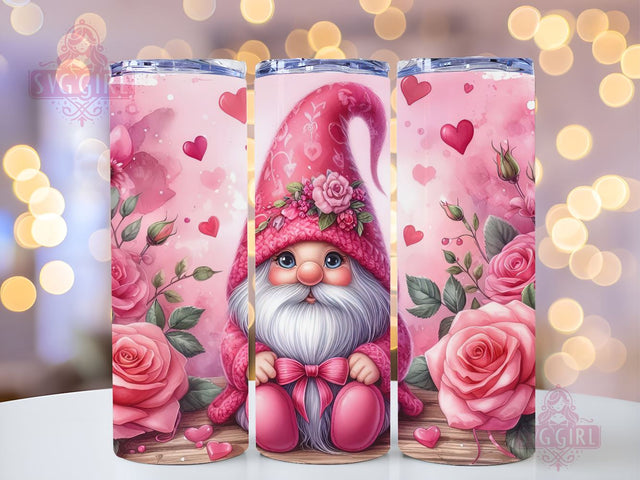 Gnome Love Valentine Tumbler Wrap, Sublimation Template-Sublimate Designs, 20 oz Skinny Sublimation Design, Valentines Day Wrap PNG File Sublimation SvggirlplusArt 
