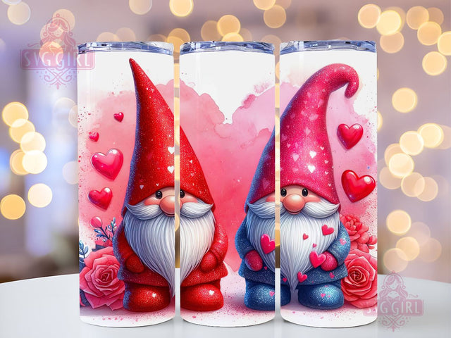 Gnome Love Valentine Tumbler Wrap, Sublimation Template-Sublimate Designs, 20 oz Skinny Sublimation Design, Valentines Day Wrap PNG File Sublimation SvggirlplusArt 