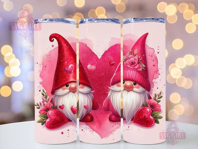 Gnome Love Valentine Tumbler Wrap, Sublimation Template-Sublimate Designs, 20 oz Skinny Sublimation Design, Valentines Day Wrap PNG File Sublimation SvggirlplusArt 