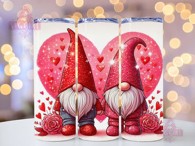 Gnome Love Valentine Tumbler Wrap, Sublimation Template-Sublimate Designs, 20 oz Skinny Sublimation Design, Valentines Day Wrap PNG File Sublimation SvggirlplusArt 