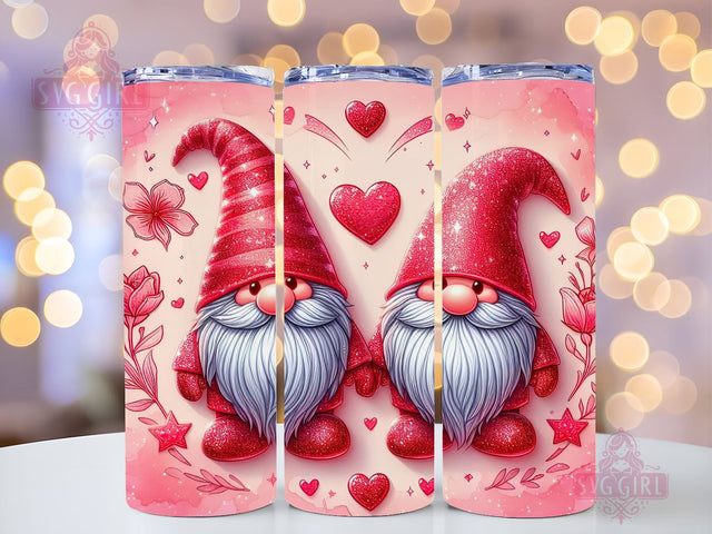Gnome Love Valentine Tumbler Wrap, Sublimation Template-Sublimate Designs, 20 oz Skinny Sublimation Design, Valentines Day Wrap PNG File Sublimation SvggirlplusArt 