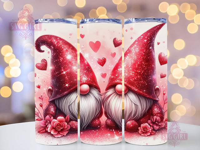 Gnome Love Valentine Tumbler Wrap, Sublimation Template-Sublimate Designs, 20 oz Skinny Sublimation Design, Valentines Day Wrap PNG File Sublimation SvggirlplusArt 