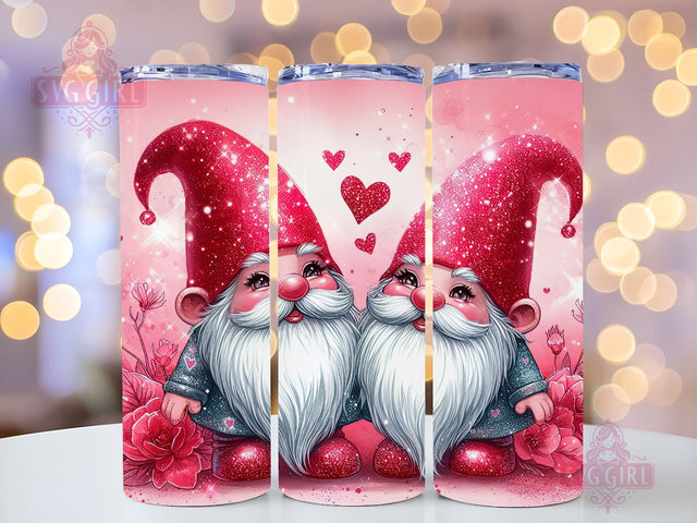 Gnome Love Valentine Tumbler Wrap, Sublimation Template-Sublimate Designs, 20 oz Skinny Sublimation Design, Valentines Day Wrap PNG File Sublimation SvggirlplusArt 