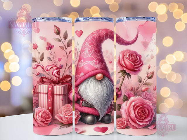 Gnome Love Valentine Tumbler Wrap, Sublimation Template-Sublimate Designs, 20 oz Skinny Sublimation Design, Valentines Day Wrap PNG File Sublimation SvggirlplusArt 
