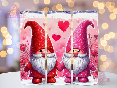 Gnome Love Valentine Tumbler Wrap, Sublimation Template-Sublimate Designs, 20 oz Skinny Sublimation Design, Valentines Day Wrap PNG File Sublimation SvggirlplusArt 