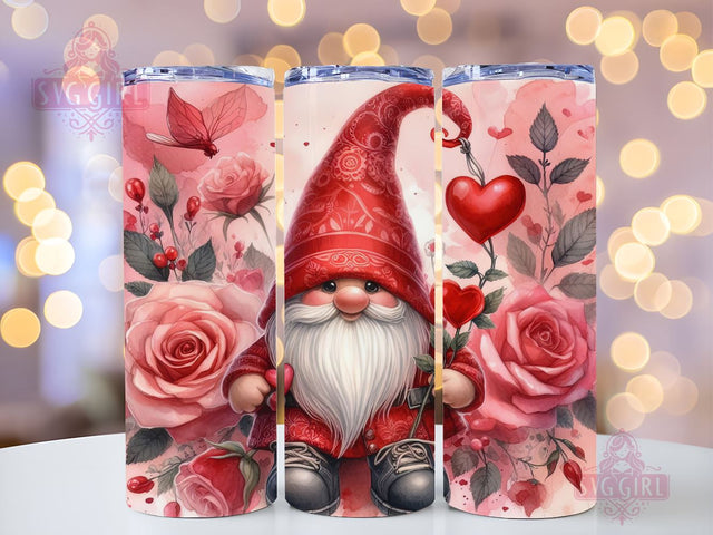 Gnome Love Valentine Tumbler Wrap, Sublimation Template-Sublimate Designs, 20 oz Skinny Sublimation Design, Valentines Day Wrap PNG File Sublimation SvggirlplusArt 