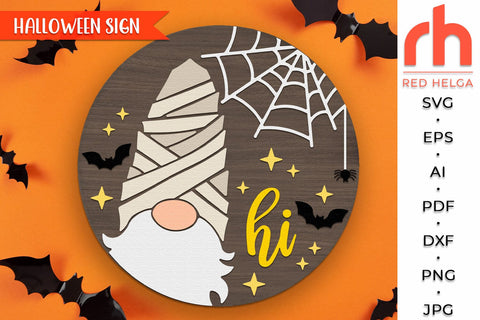 Gnome Mummy SVG, Halloween Door Sign Cut File, Spooky Hanger SVG RedHelgaArt 
